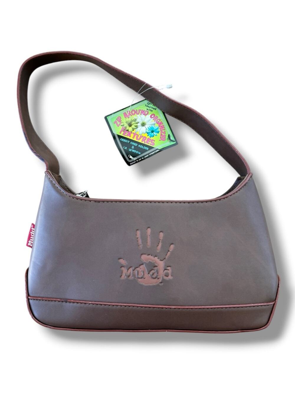 Y2K Mudd Bagz Brown Faux Leather Mini Shoulder Bag Wallet Purse NWT